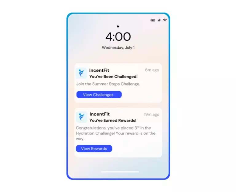 Wellness challenge notifications on mobile device