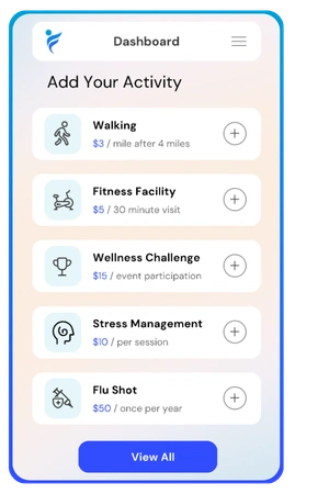 IncentFit add activity screen