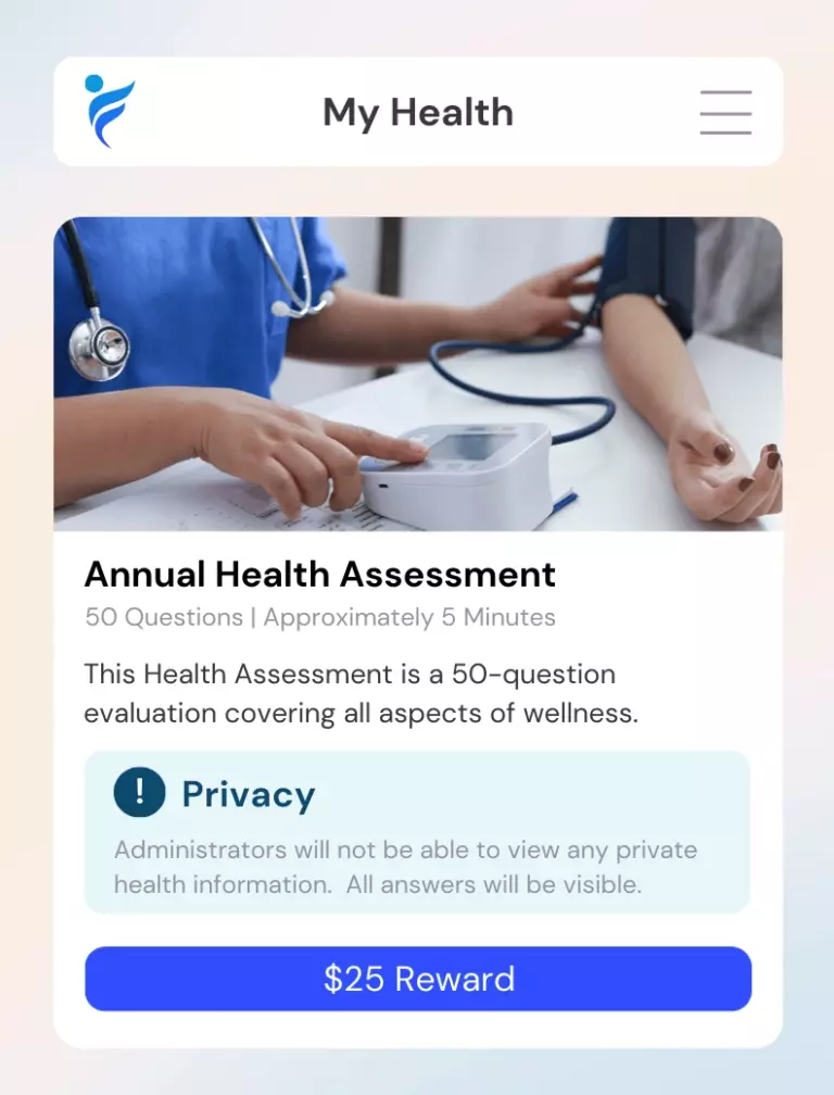Employee annual health assessment on IncentFit