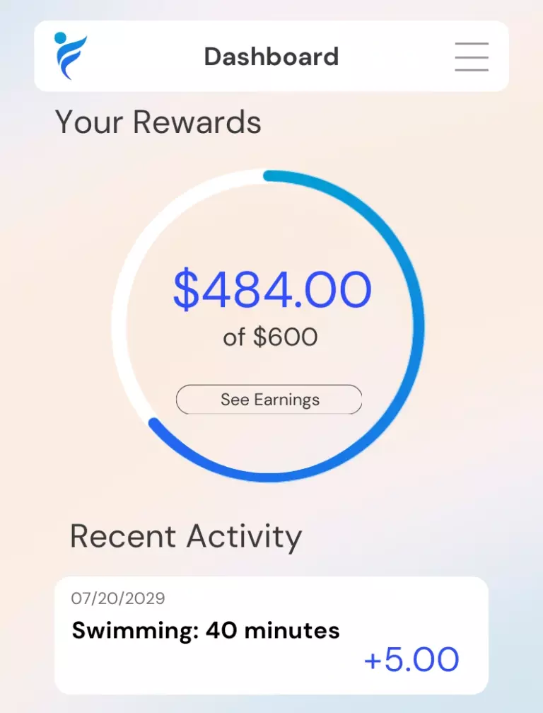 Fitness rewards for swimming on IncentFit app