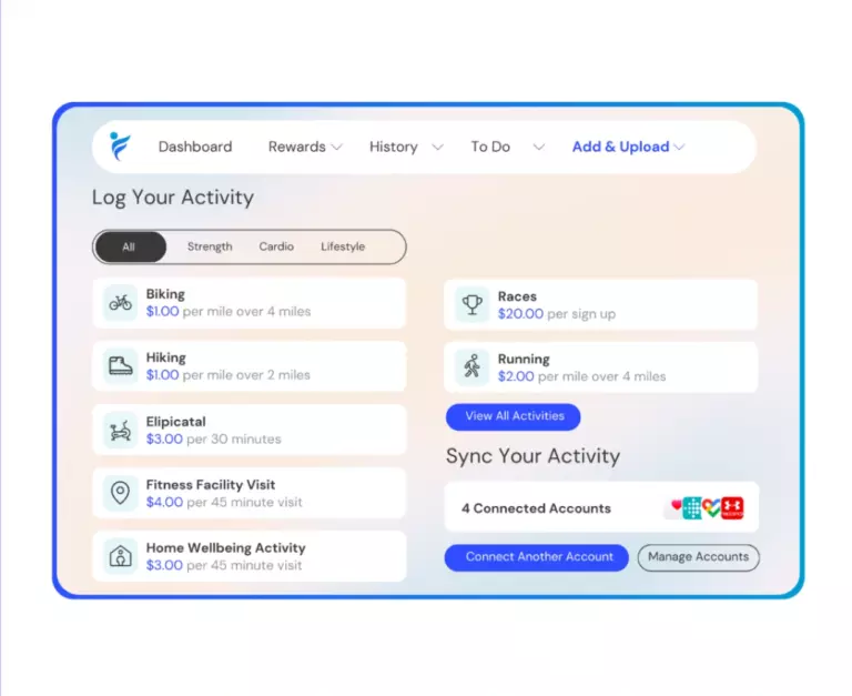 employee logging a fitness activity on IncentFit