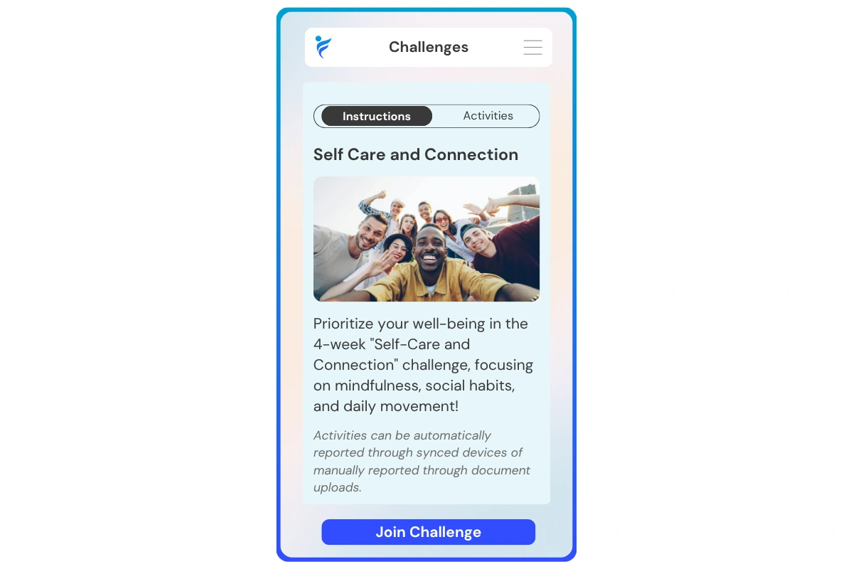 join the Self Care and Connection challenge