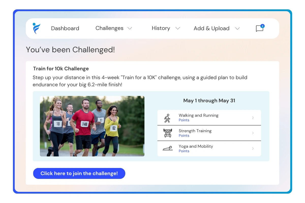 join the Train for 10k challenge