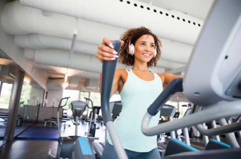 Woman on elliptical