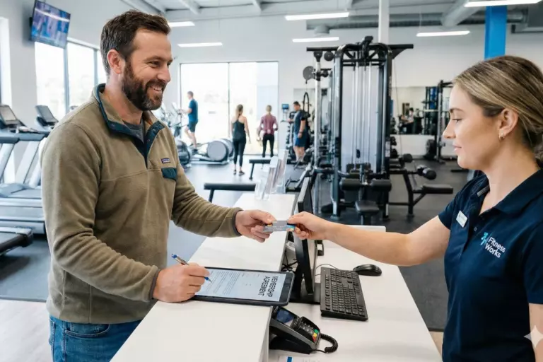 employee signing up for a gym membership to be reimbursed