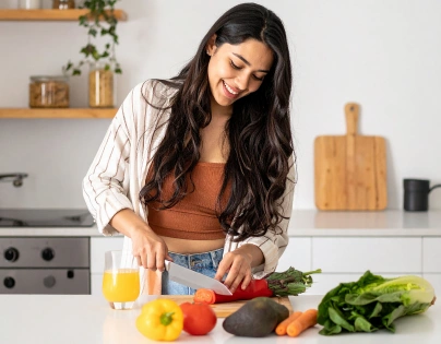 eating fresh vegetables